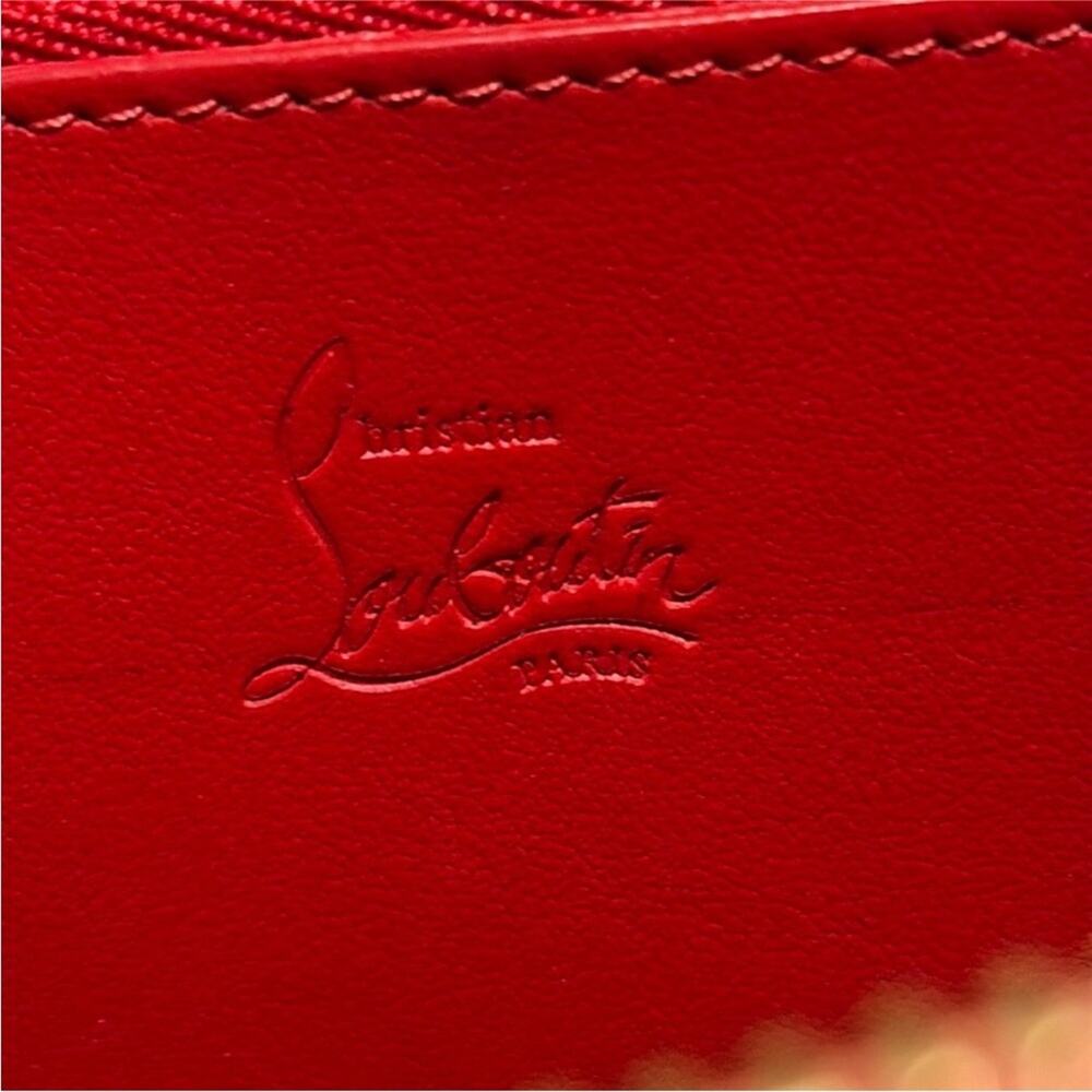 Christian Louboutin PANETTONE WALLET CALF SPIKES FLAMINGO/GOLD - Picture 9 of 12